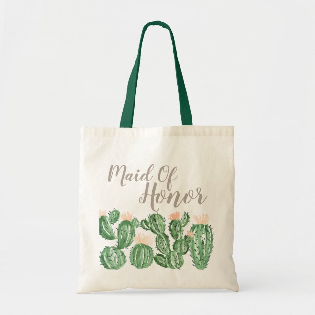 Cactus fiesta succulent maid of honor tote bag (Front)