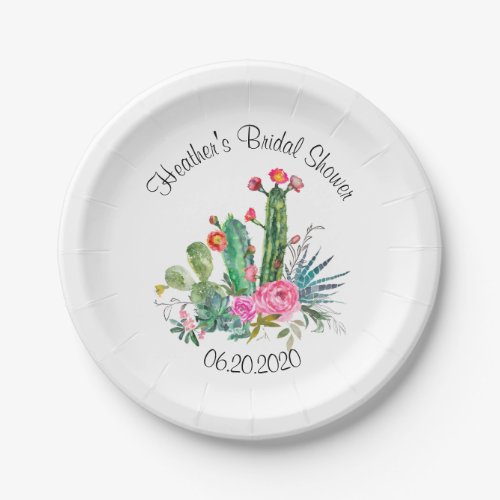 Cactus Fiesta Watercolor Paper Plates