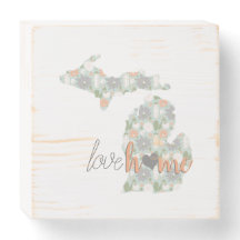 Cactus Filled Michigan Silhouette With Love Home