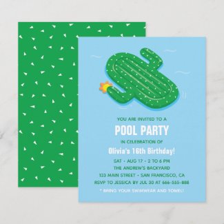 Cactus Float Summer Birthday Party Invitations
