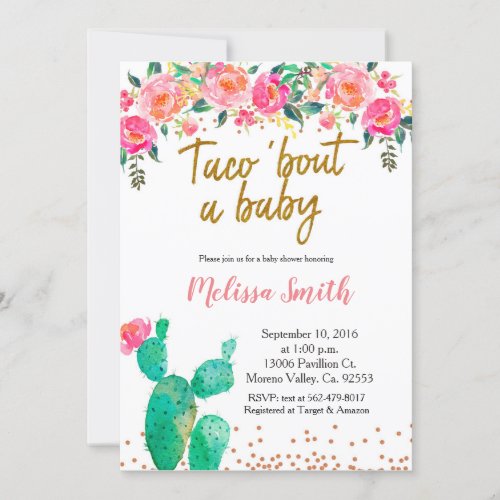 Cactus floral Baby Shower Taco Bout Baby Invitation