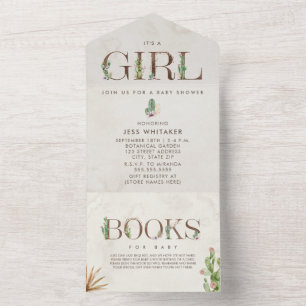 Cactus Floral Book Request Baby Shower All In One All In One Invitation