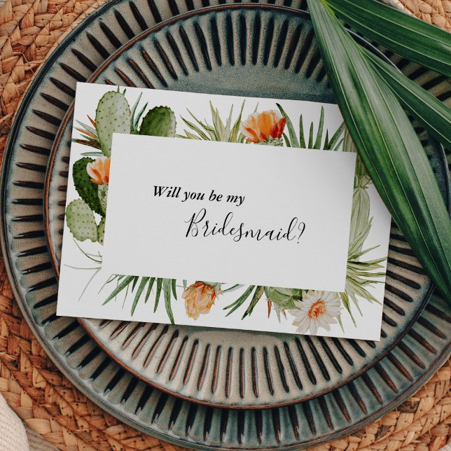 Cactus Floral Desert Bridesmaid Proposal Card (Creator Uploaded)