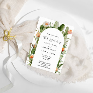 Cactus Floral Desert Engagement Party Invitation
