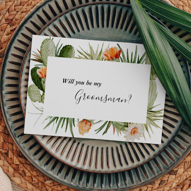 Cactus Floral Desert Groomsman Proposal Card (Creator Uploaded)