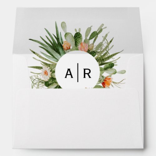Cactus Floral Desert Monogram Wedding Envelope