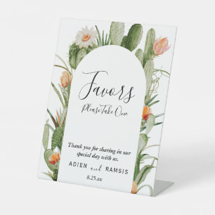 Cactus Floral Desert Wedding Favors Sign