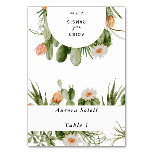 Cactus Floral Desert Wedding Foldable Place Card