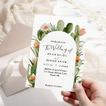 Cactus Floral Desert Wedding Invitation<br><div class="desc">This cactus floral desert wedding invitation is perfect for your modern desert wedding. This design features black simple calligraphy with rustic cactus greenery, air plants, succulents, and cactus blossoms in geometric arch frames on a classic bright white background to match your elegant traditional wedding or rustic boho wedding in the...</div>