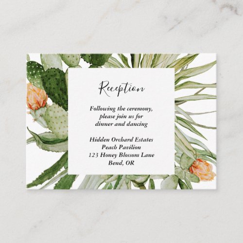 Cactus Floral Desert Wedding Reception Enclosure Card