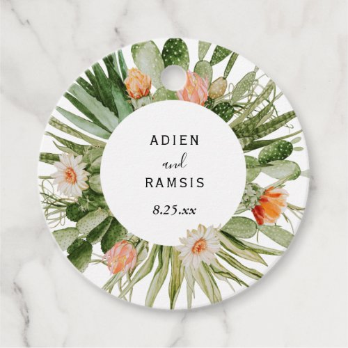 Cactus Floral Desert Wedding Round Favor Tags