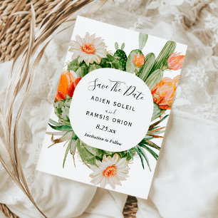 Cactus Floral Desert Wedding Save The Date