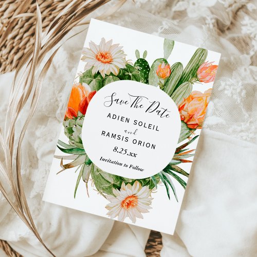Cactus Floral Desert Wedding Save The Date