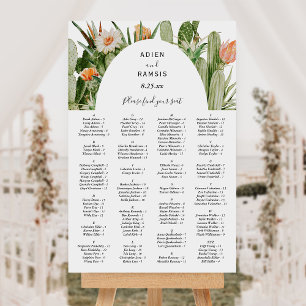 Cactus Floral Desert Wedding Seating Chart Sign