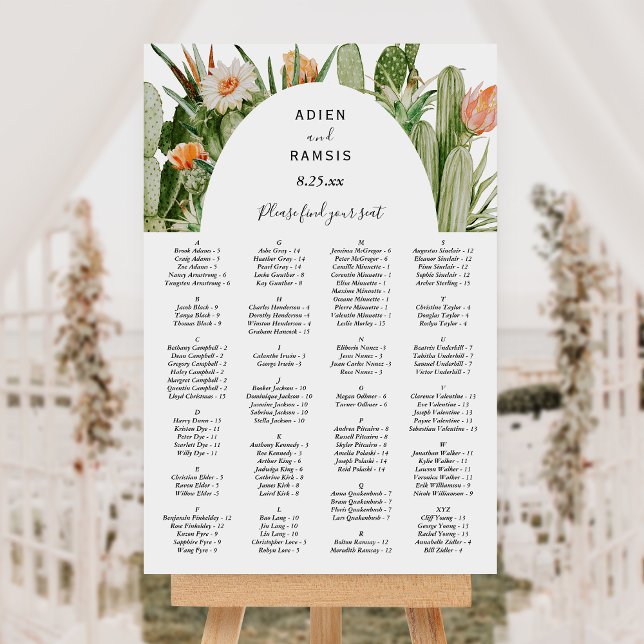 Cactus Floral Desert Wedding Seating Chart Sign (Creator Uploaded)