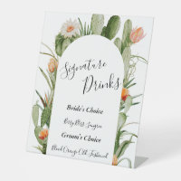 Cactus Floral Desert Wedding Signature Drinks Sign