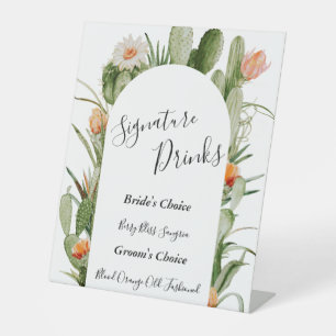 Cactus Floral Desert Wedding Signature Drinks Sign