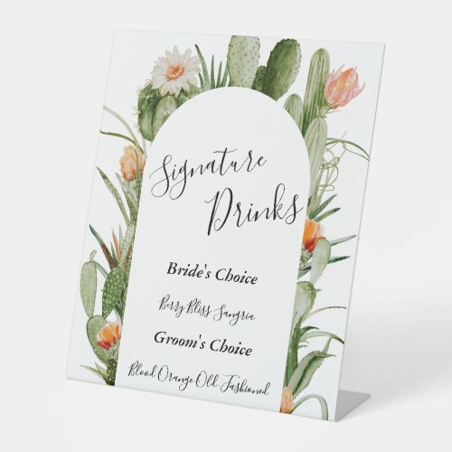 Cactus Floral Desert Wedding Signature Drinks Sign
