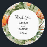Cactus Floral Desert Wedding Thank You Sticker<br><div class="desc">This cactus floral desert wedding thank you sticker is perfect for your modern desert wedding. This design features black simple calligraphy with rustic cactus greenery, air plants, succulents, and cactus blossoms in geometric arch frames on a classic bright white background to match your elegant traditional wedding or rustic boho wedding...</div>