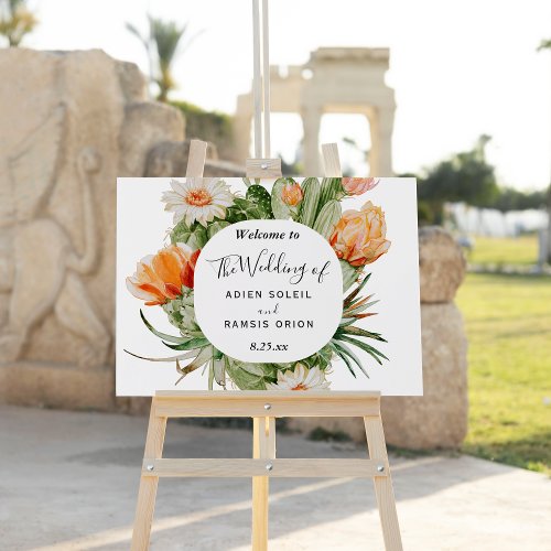 Cactus Floral Desert Wedding Welcome Sign