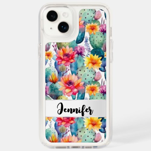 Cactus floral flower watercolor western Texas NAME Speck iPhone 14 Plus Case