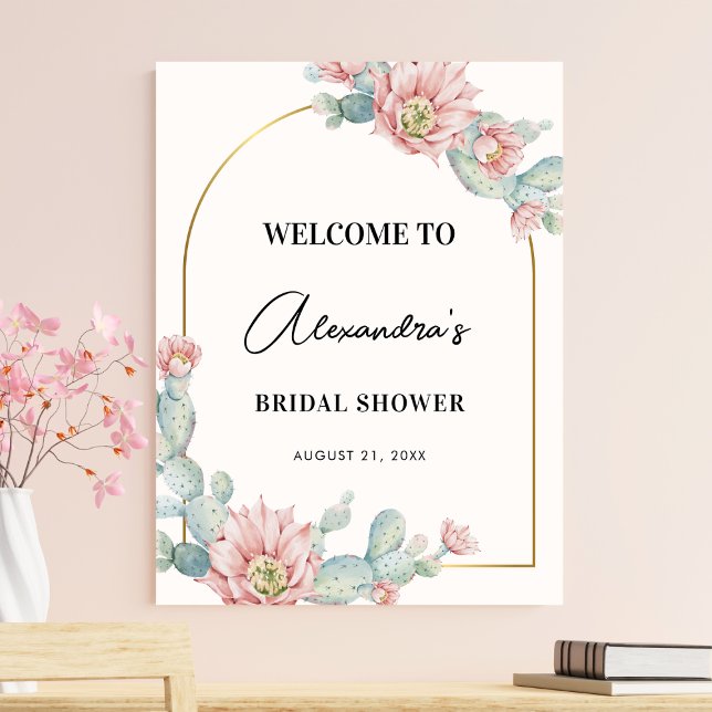 Cactus Floral Gold Arch Bridal Shower Welcome Sign (Creator Uploaded)