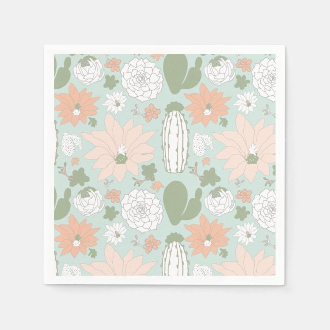 Cactus Floral Pattern Napkins (Front)