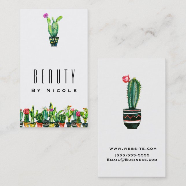 Cactus Floral Rustic Southwestern Boho Chic Business Card (Front/Back)
