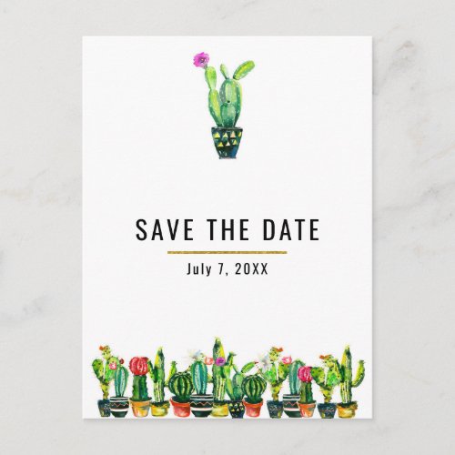 Cactus Floral Rustic Southwestern Save the Date Announcement Postcard