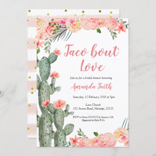 Cactus Floral Taco bout Love Bridal Shower Invitation