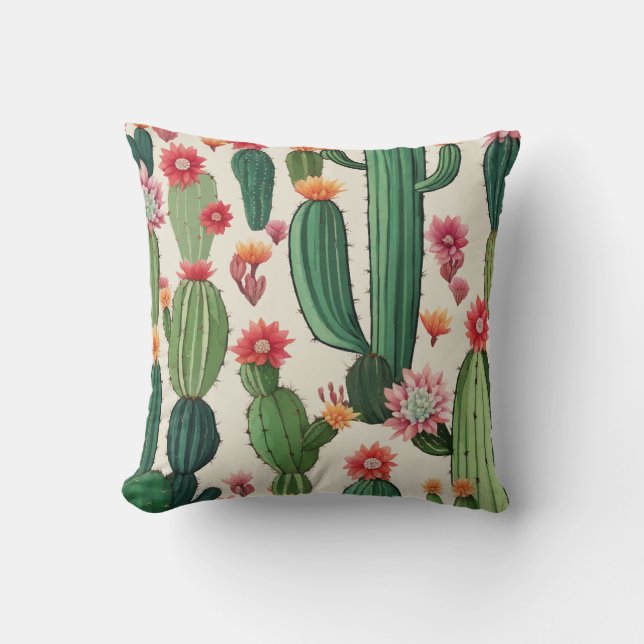 Cactus floral  throw pillow (Front)