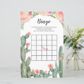 Cactus Floral Watercolor Bingo Game (Standing Front)