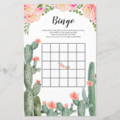 Cactus Floral Watercolor Bingo Game (Front)