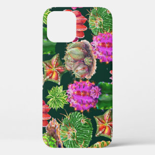 Cactus Floral Watercolor Seamless Pattern iPhone 12 Case