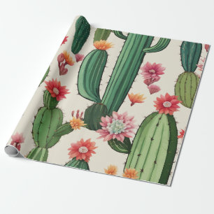 Cactus floral wrapping paper