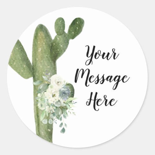 Cactus Floral Your Message Here Sticker