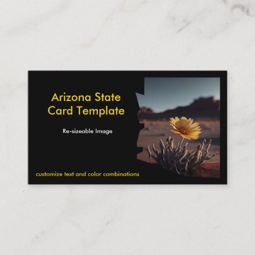 Cactus Flower Arizona Map State Business Card