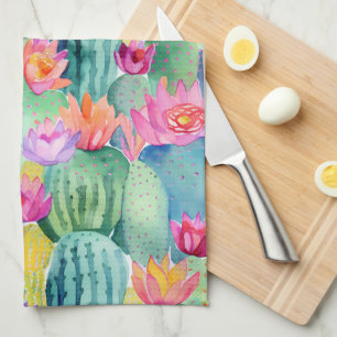 Cactus Flower Art Desert Colorful Southwest Kitchen Towel