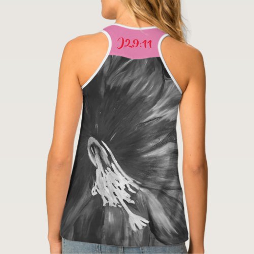 Cactus Flower BW J2911 Red Font Tank Top