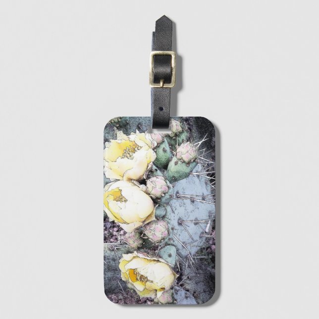 Cactus Flower Digital Ink Luggage Tag (Front Vertical)