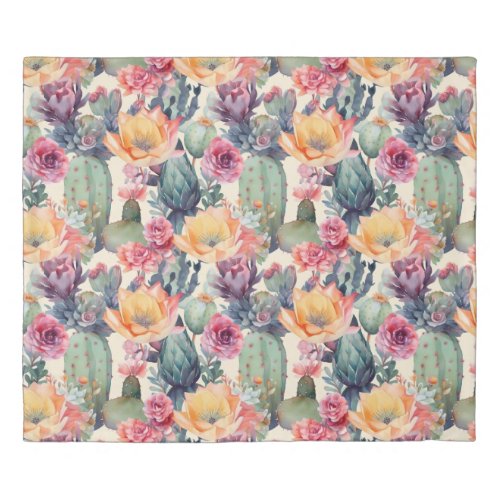 Cactus flower floral pattern _ desert blossoms  duvet cover