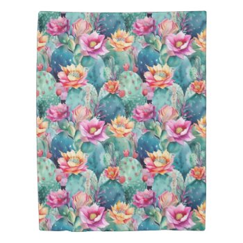 Cactus Flower Floral Pattern - Desert Cactus Twin Duvet Cover by mensgifts at Zazzle