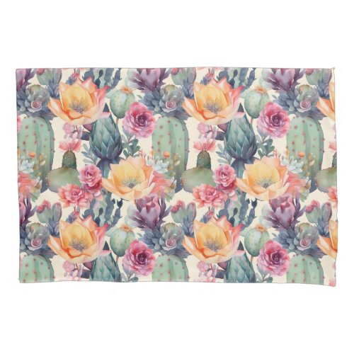 Cactus flower floral pattern _ desert seamless art pillow case