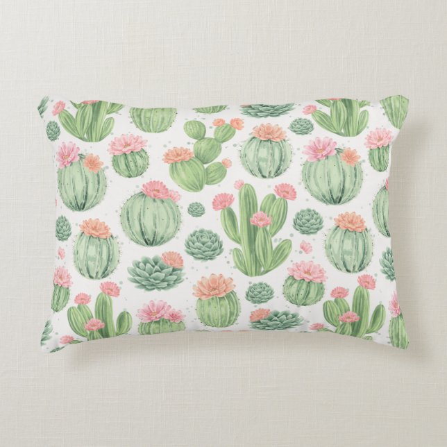Cactus Flower Garden  Accent Pillow (Front)