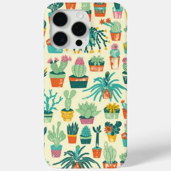 Cactus Flower Pattern Apple Iphone 15 Pro Max Case by bestgiftideas at Zazzle