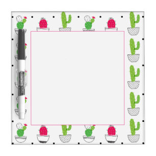 Cactus flower pattern dry erase board