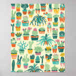 Cactus Flower Pattern Poster