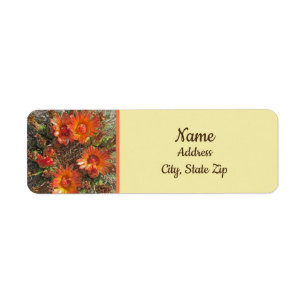 Cactus Flower Photo Bright Orange Floral Label
