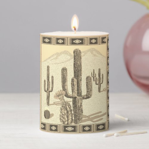 Cactus Flower Pillar Candle