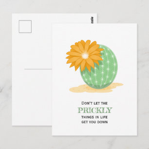 Cactus Flower - Pricky Things Quote Postcard